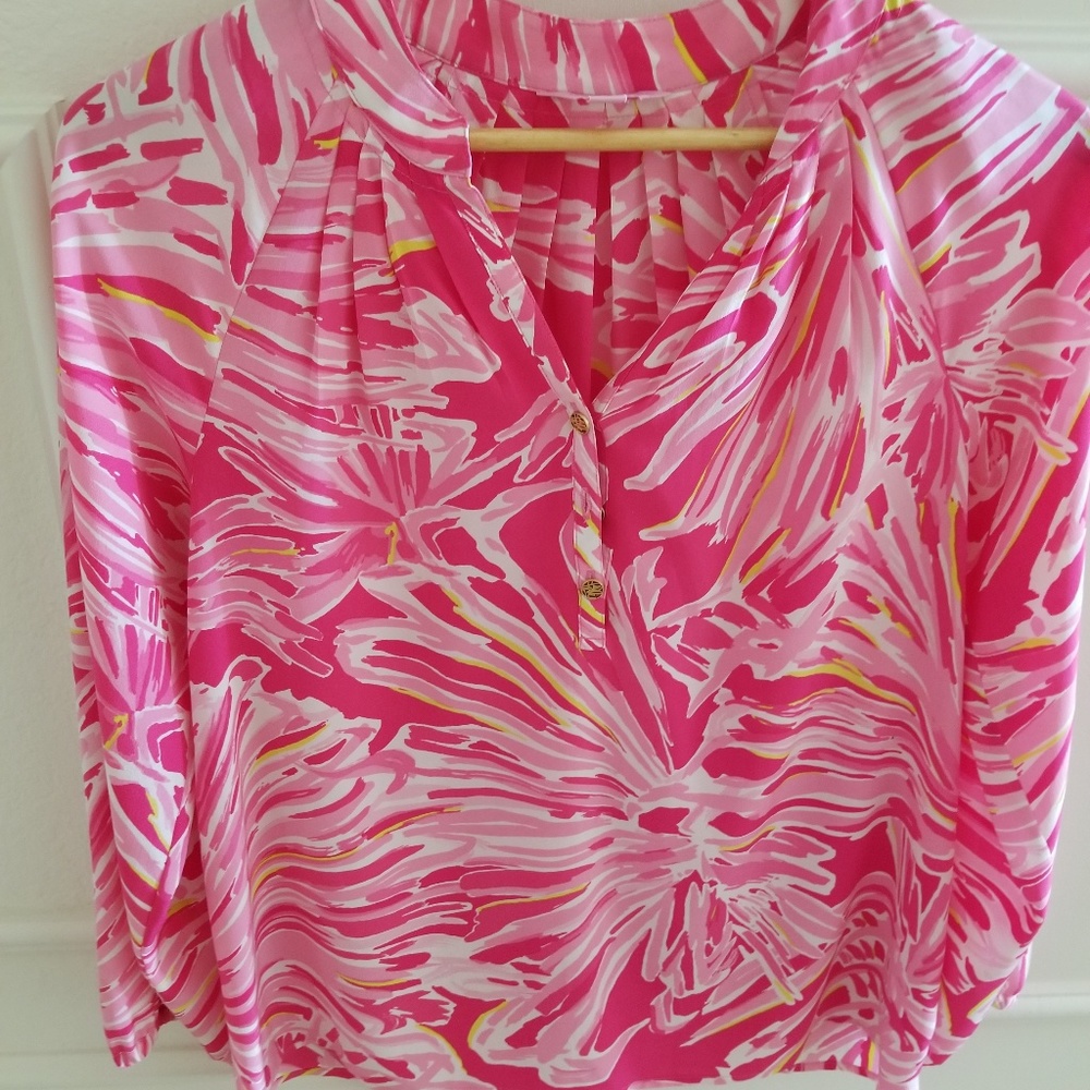 Lily Pulitzer pink silk blouse xs